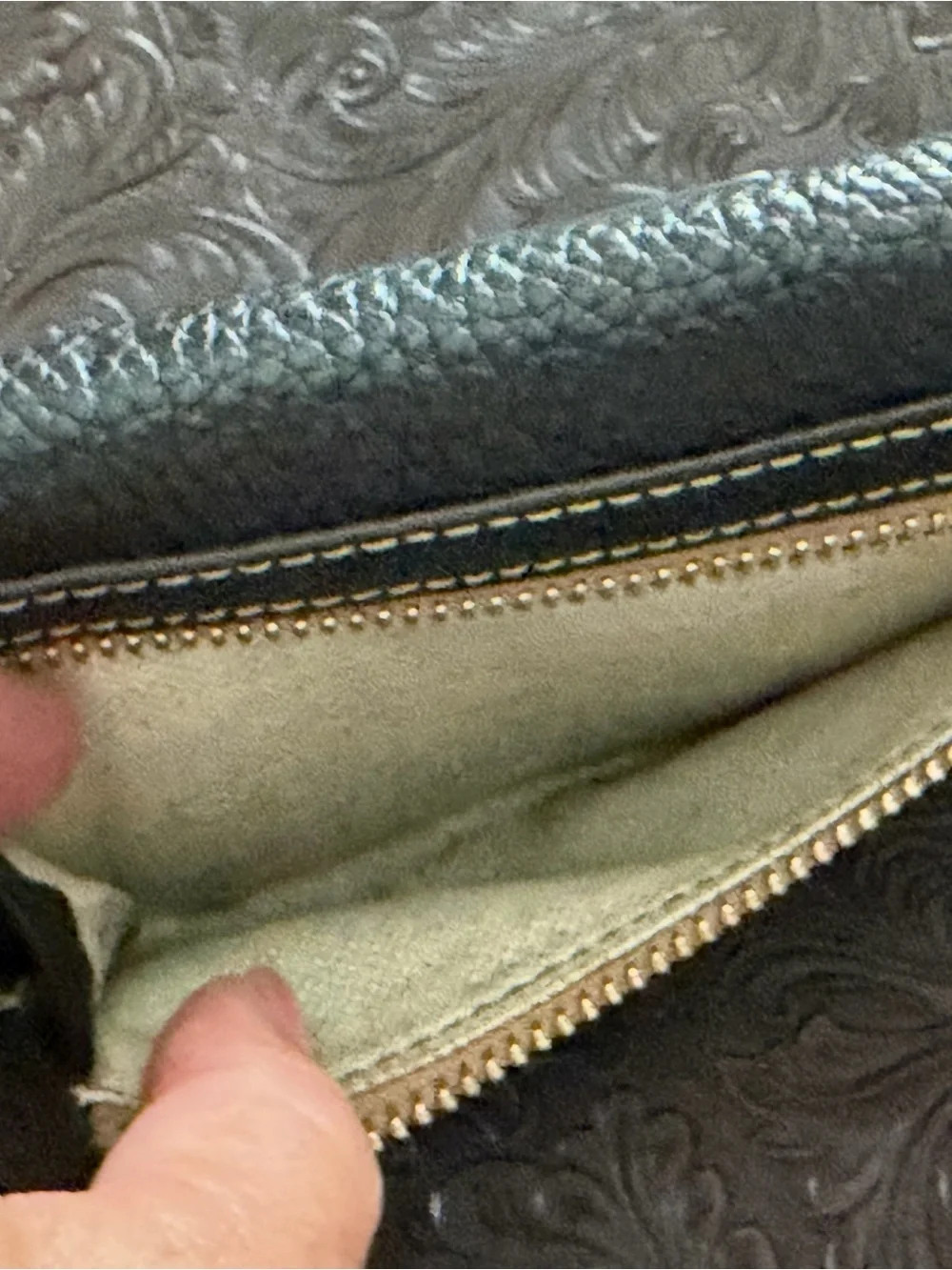 Dooney & Bourke Black Pebbled Leather Wallet with Brown Trim Patch